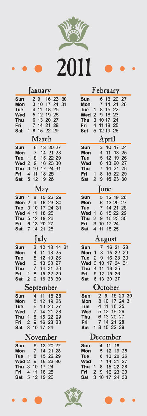 free vector Simple 2011 calendar template vector